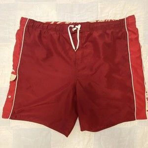 Men's XXL swimsuit, Red and cream with liner, 100% Polyester